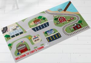 Transportation Village personalized play mat 