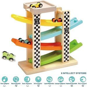 Wooden Ramp racser with-4-mini-cars
