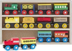 Play22 12 PCS wooden train sets for toddlers