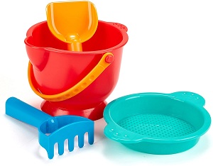 Basics Sand Toy Set- a bucket, shovel, sieve, and rake,