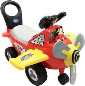 Mickey Mouse Plane Ride-On Toy in red and yellow color