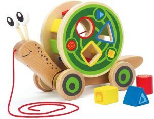 Hape Walk-A-Long Snail Toddler Wooden Pull Toy